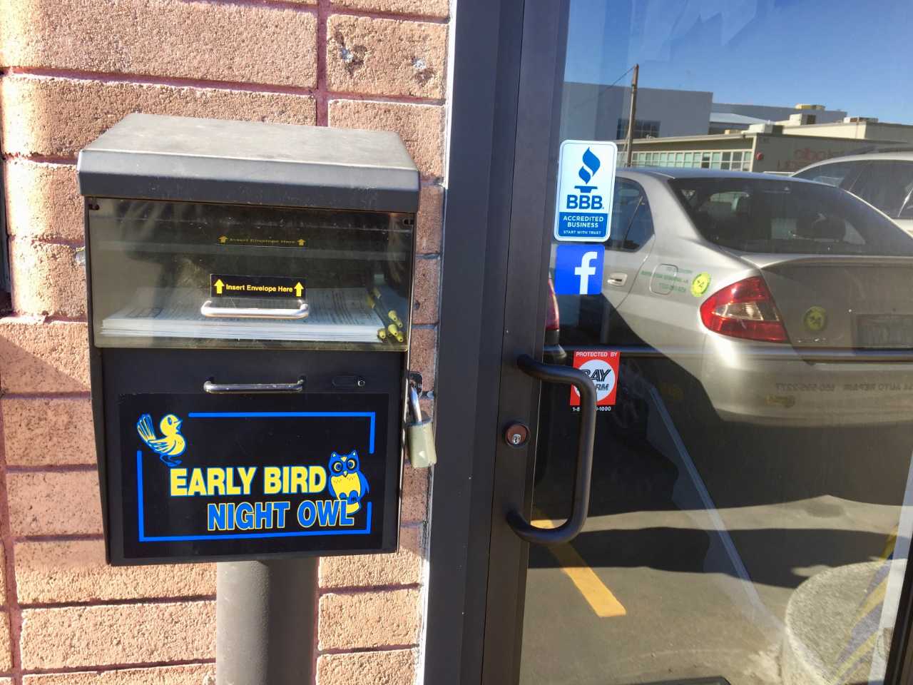 After hours key drop box to the left of our office front door in San Carlos.